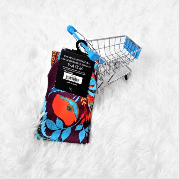 Versace Boys Socks Abbigliamento Sportivo SRL Size 6-8 Burg Multi Floral Kids - Picture 6 of 9